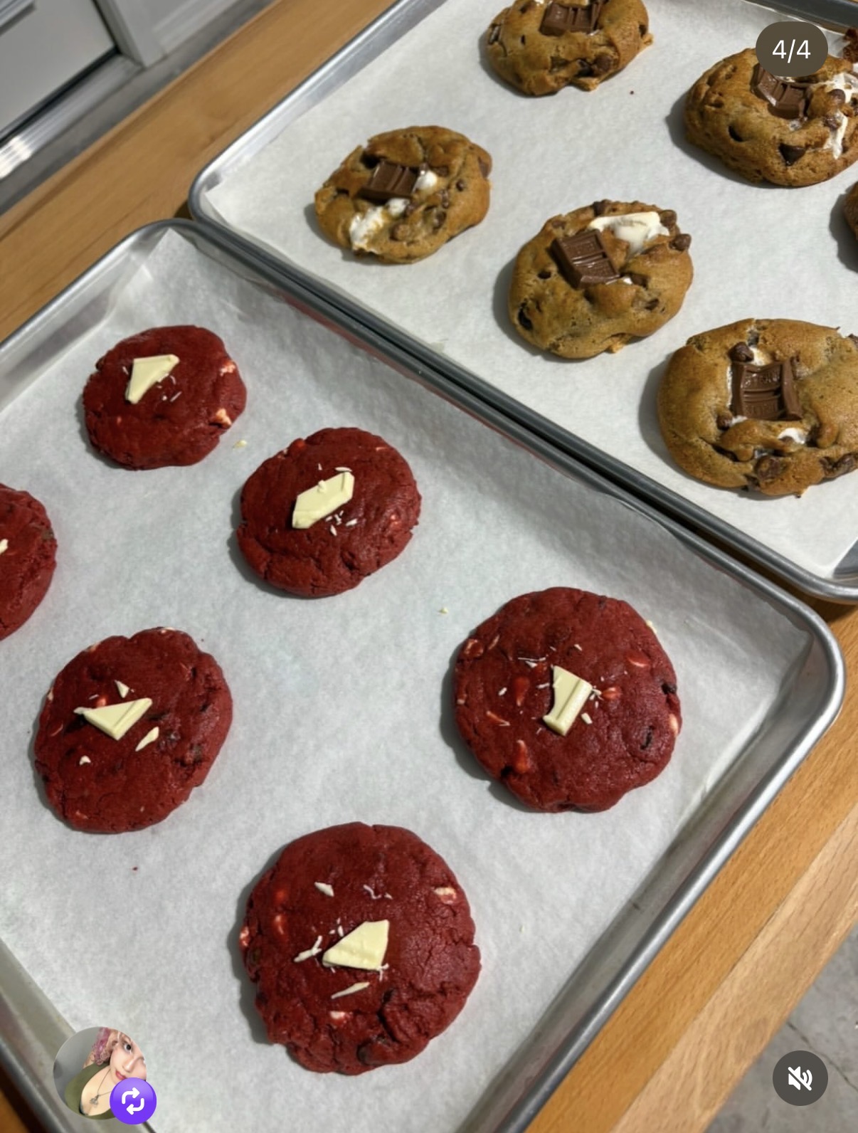 Red velvet cookies with white chocolate chips